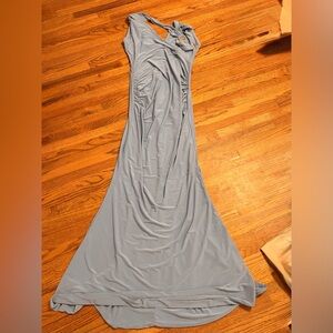 Club L London Dusty Blue Maxi Dress with Side Ruching